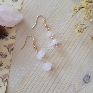 Rose Quartz Earrings, Rose Quartz Jewelry, Gemstone Jewelry, Rose Quartz Beads, Healing Crystal, January Birthstone, Pink Earrings, Love