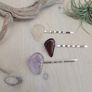 Edelstein Haarnadeln, Quarz Bobby Pins, Naturstein Haarnadeln, Kristall Bobby Pins, Edelstein Haarspange, Edelstein Bobby Pins, Amethyst