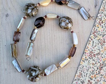 Mother of Pearl Bead Strand, Mixed Shell Bead Supply, Jewelry Making Crafts