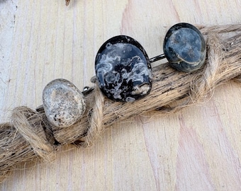 Natural Beach Stone Ring, Hand Picked Agate and Chert Polished Ocean Rocks, Beach Jewelry, Adjustable Size