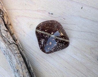 Ocean Jasper, Natural Wishing Stone, Striped Speckled Rock, Speckled Beach Stone