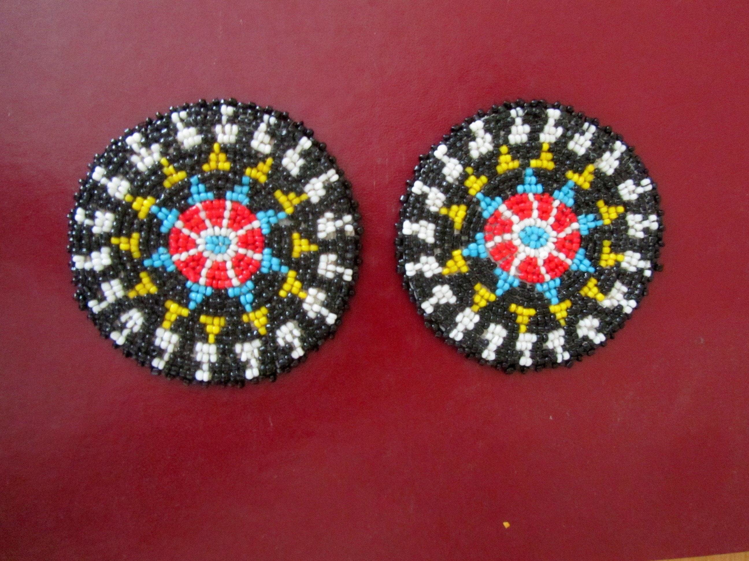 Vintage Beaded Coaster Set Woven Beaded Drink Coaster Boho Etsy