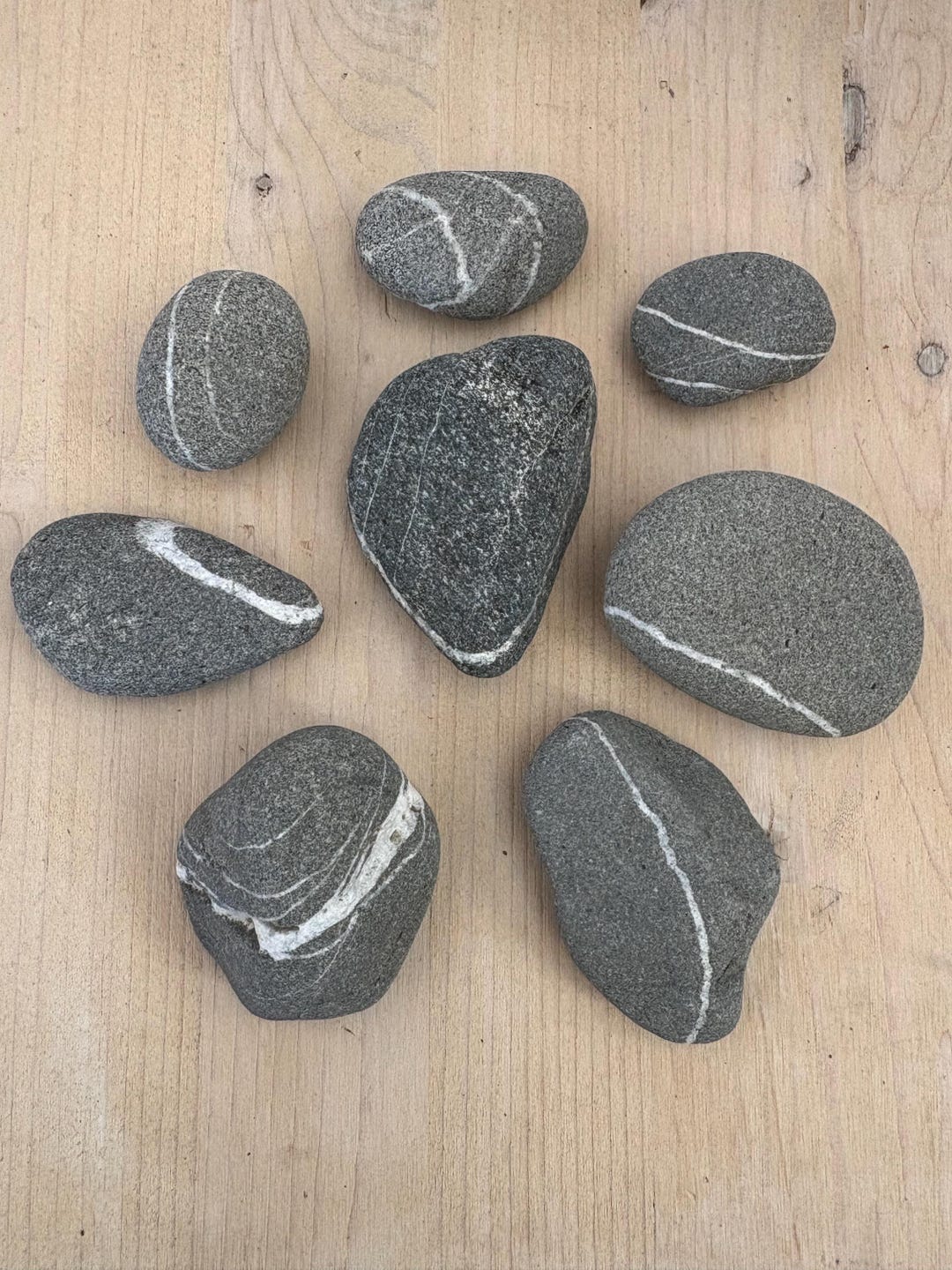 Banded Ocean Rocks, Striped Rocks, Set of 8, Wishing Rock, Gray ...