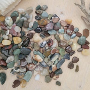 Gemstone Pebbles, Mixed Beach Stones, Polished Pebbles, Polished California Stones, Terrarium Rocks, Jasper, Agate, Quartz & Serpentine