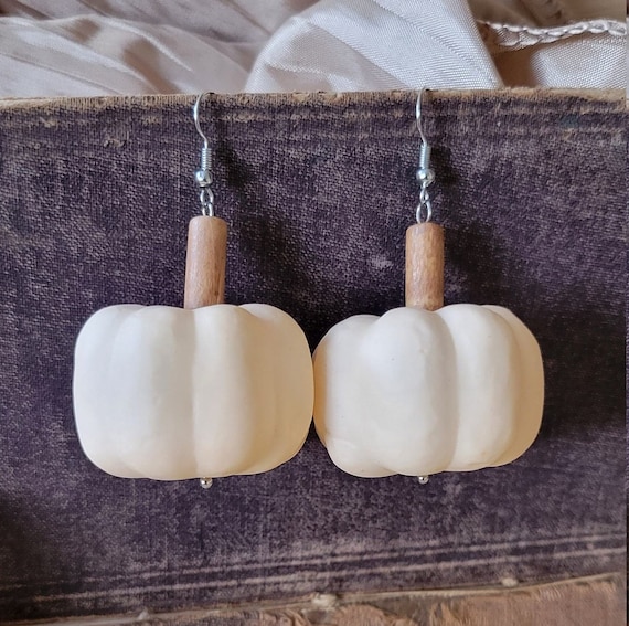 19 Fall Earrings With Leaves, Acorns and Pumpkins 17 White Pumpkin Earrings