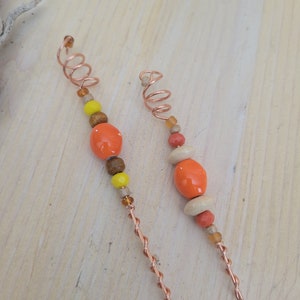 Beaded Plant Stake, Bright Colored Spring Plant Stake, Beaded Plant Stake, Choice (1), Orange Plant Stake, Plant Décor, Gift
