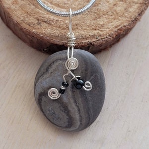 Beach Stone Necklace, Ocean Necklace, Grey Stone Pendent, Carin, Ocean Stone, Beach Rock Necklace, Beach Rock Jewelry, Sea Pebble