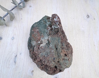 Glittery Epidote Rough with Garnet, Raw Mineral Specimen, Green Red Skarn Lapidary (1.3 lbs)