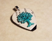 Guitar Pick Necklace from Vinyl record - Tree of Life
