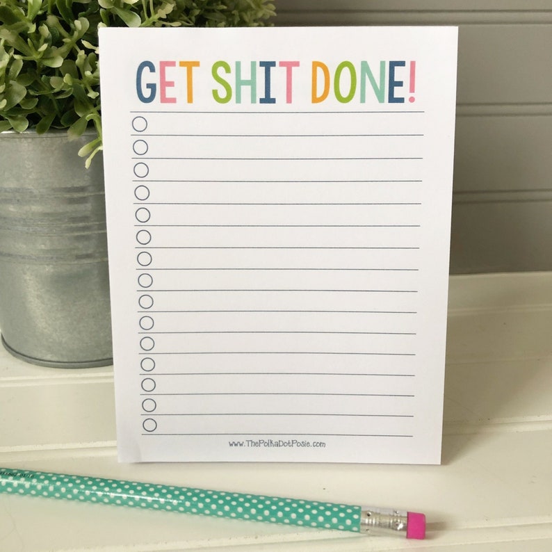 Small Get Shit Done List Pad Color