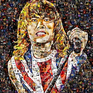 Art Collage Poster Gift Print Joe Def LEPPARD Made Out Of Famous Top Classic Rock Music Bands Albums 1960-80s