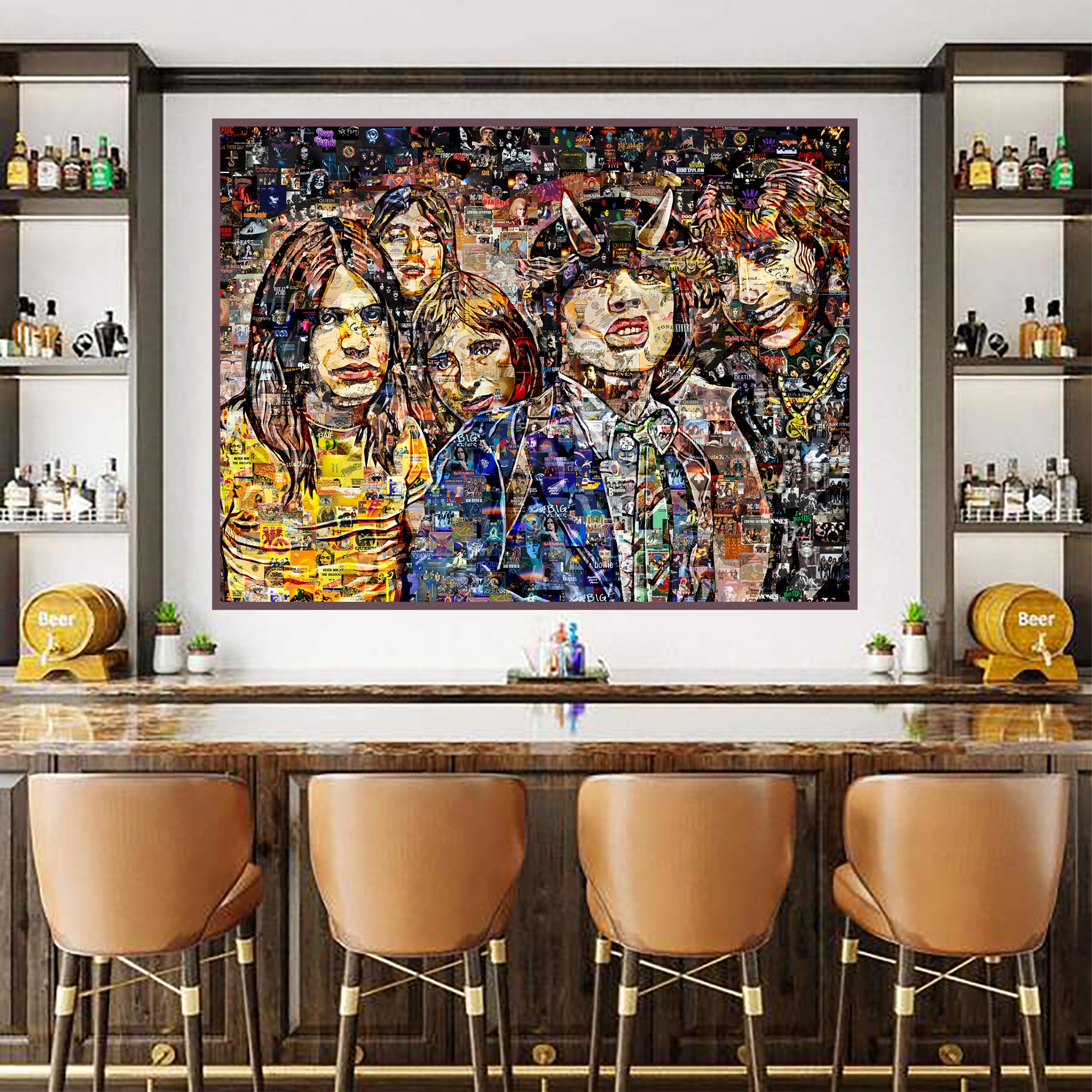 Art Collage AC/DC Poster Gift Print Made Out of Famous Top Classic Rock ...