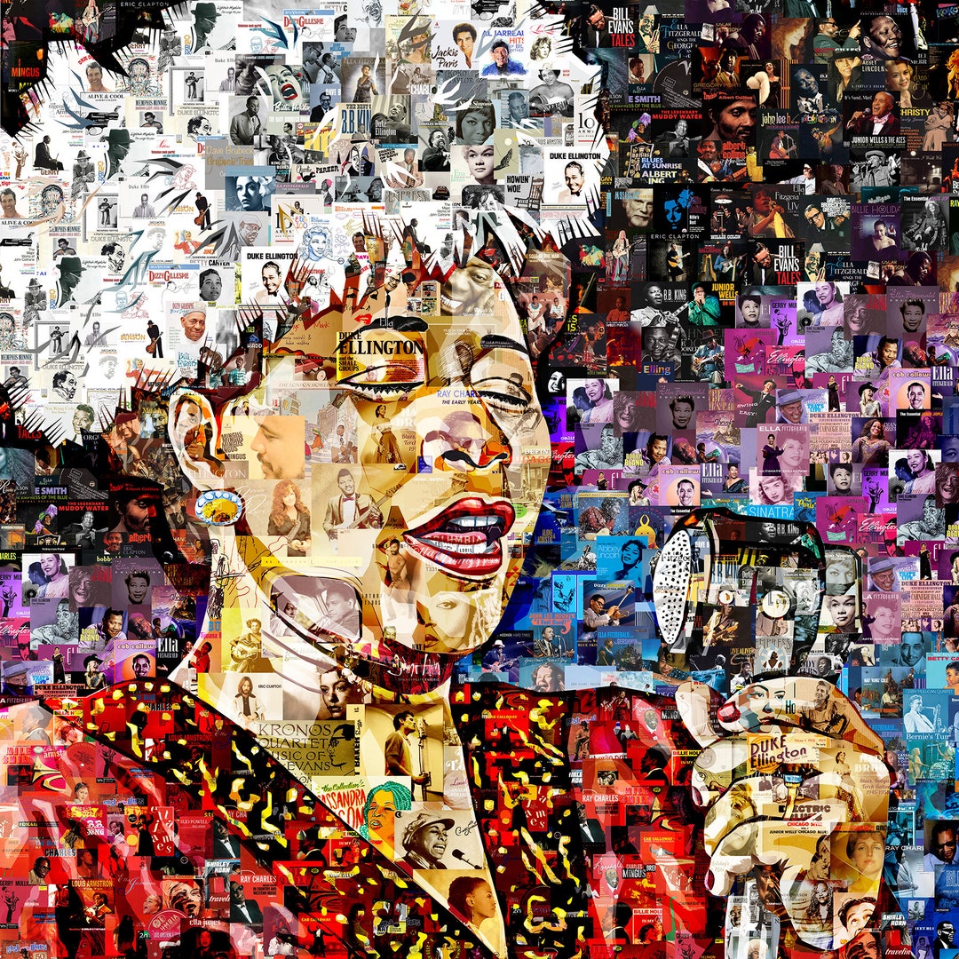Art Collage Poster Gift Print ELLA FITZGERALD Made Out of Jazz Blues