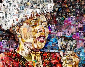 Art Collage Poster Gift Print ELLA FITZGERALD Made Out Of Jazz Blues Bands Singers Music Albums