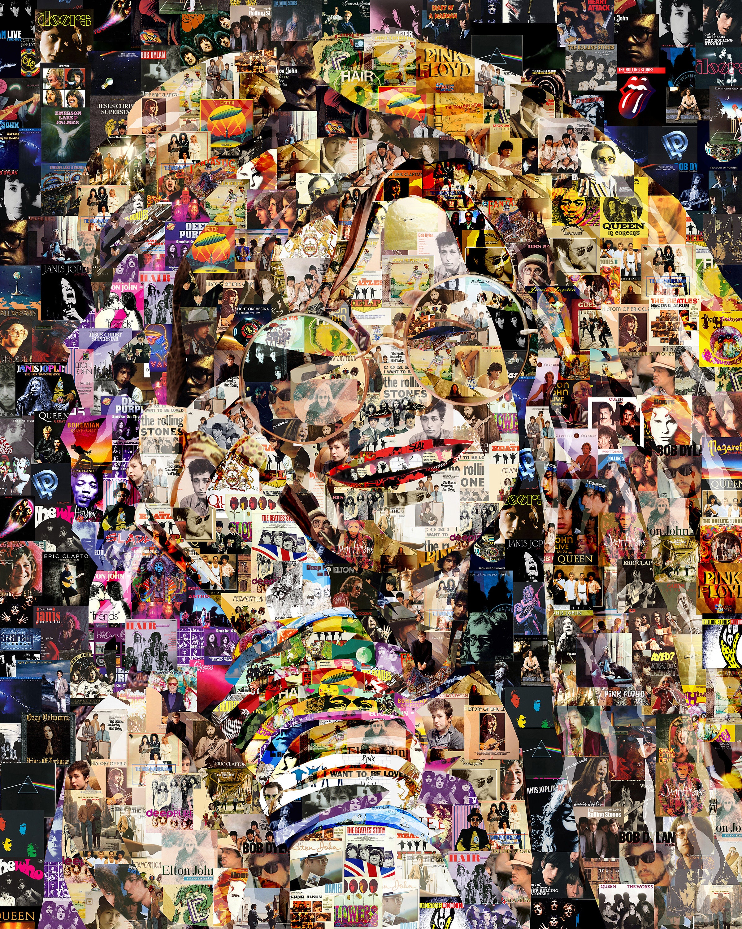 Janis Joplin Wall Art – Handmade Collage Built From Rock Albums – Music ...