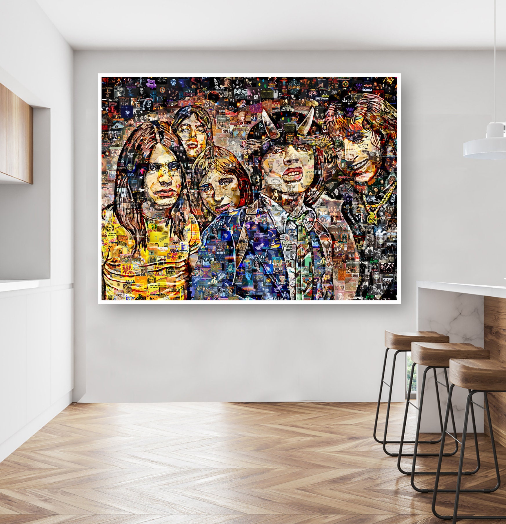 Art Collage AC/DC Poster Gift Print Made Out of Famous Top Classic Rock ...