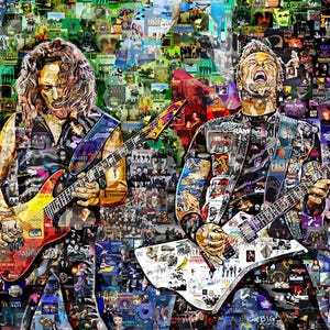 Art Collage Poster Gift Print METALLICA (2) Made Out Of Famous Top Classic Rock Music Bands Albums 1960-80s