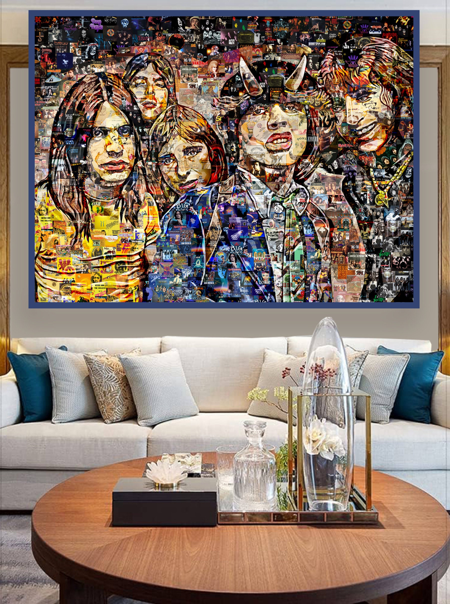 Art Collage AC/DC Poster Gift Print Made Out of Famous Top Classic Rock ...