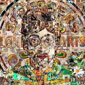 Affiche collage art cadeau impression John Lennon Sgt Peppers The Beatles fabriqué à partir d&#39;albums de groupes de musique rock classique des années 1960-70