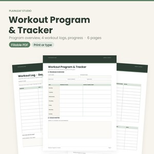 Trainingsprogramma en tracker voor coaches, invulbaar PDF-sjabloon, trainingsplanner voor personal trainers, direct te downloaden.