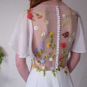 The Dayflower dress, floral embroidery wedding dress, garden bridal gown, boho whimsical garden wedding