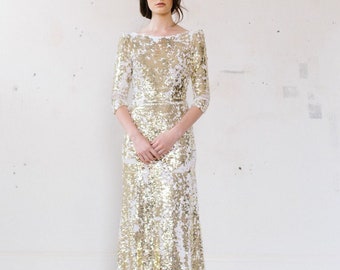 Daystar Dress- Gold sequin wedding dress - Sequin Wedding dress, Gold Wedding dress.