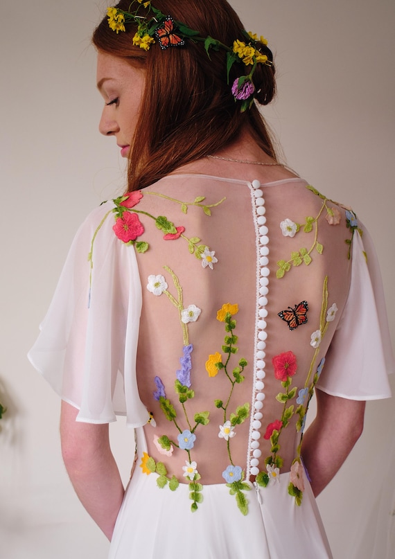 2WAY FLOWER LAYERED SHEER DRESS S