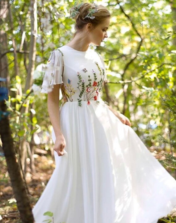 bohemian floral wedding dress