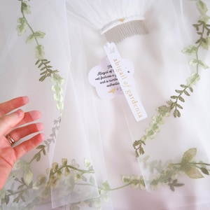 leaves & greenery wedding veil, boho fern bridal veil, leaf embroidery wedding veil