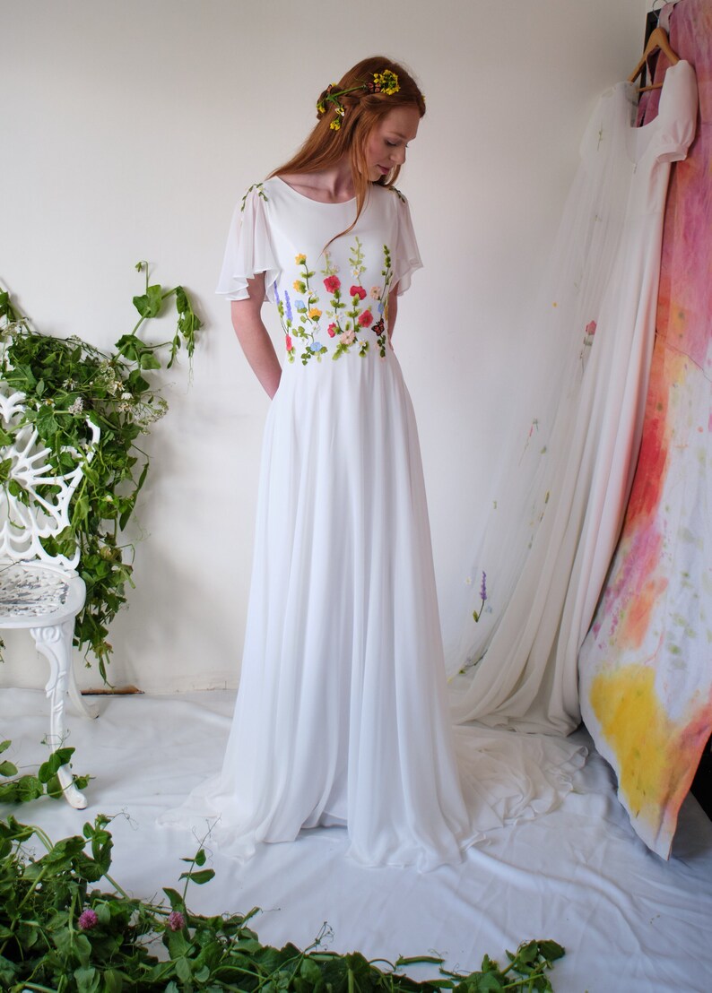 Wildflower wedding dress garden wedding dress floral embroidered wedding dress The Dayflower dress image 1