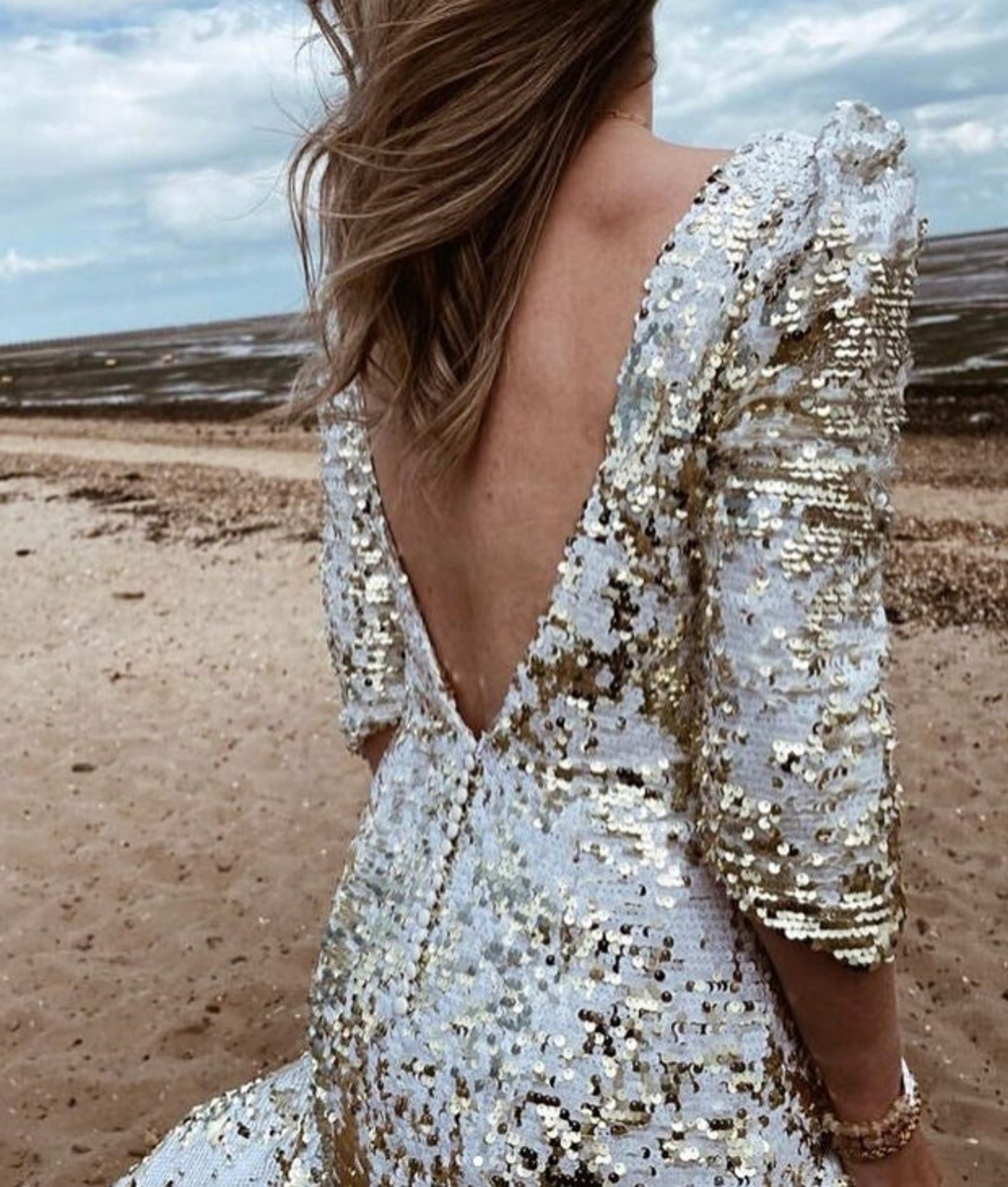 Gold Sequin Wedding Gown Daystar Dress Sequin Wedding Dress - Etsy
