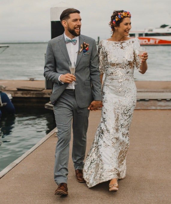 sequin wedding gown