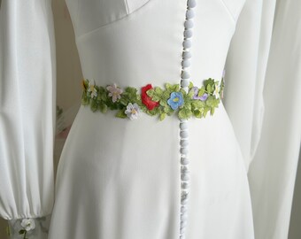 Floral Bridal Belt, embroidery wedding dress belt.