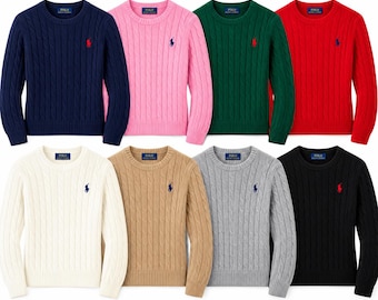 Ralph Lauren Polo Cable Knit Sweater, Women's Cotton Crewneck Pullover