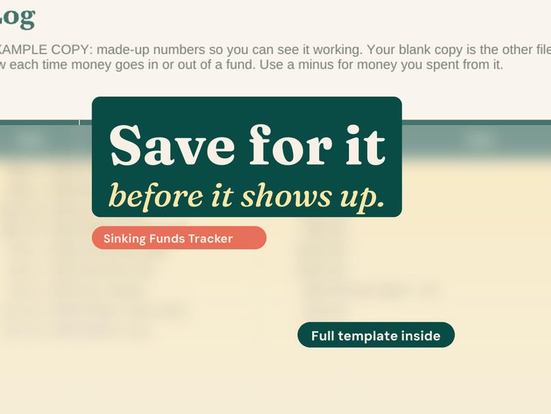 Sinking Funds Tracker Spreadsheet, Savings Goal Planner (Excel + Google Sheets) image 1