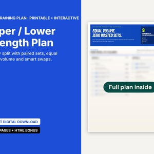 Programma di allenamento di forza per la parte superiore e inferiore del corpo in 4 giorni, con superserie e sessioni da 45 minuti (PDF + Interattivo)