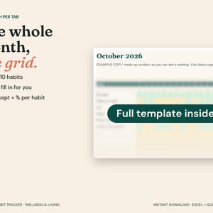 2027 Habit Tracker Spreadsheet, 12-Month Grid, Excel Google Sheets (Digital Download) image 3