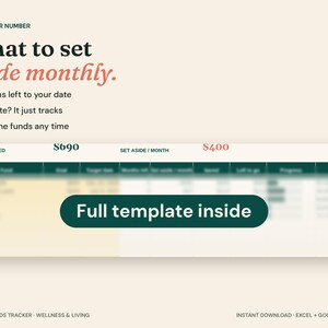 Sinking Funds Tracker Spreadsheet, Savings Goal Planner (Excel + Google Sheets) image 5
