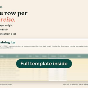 漸進的負荷トレーニングトラッカー、ジムログテンプレート（Excel + Googleスプレッドシート） 画像 4