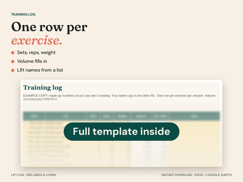 漸進的負荷トレーニングトラッカー、ジムログテンプレート（Excel + Googleスプレッドシート） 画像 4