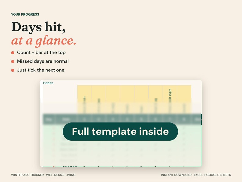 90-Day Winter Arc Tracker, Habit & Workout Planner (Excel + Google Sheets) image 4