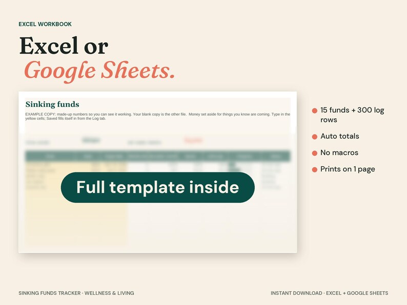 Sinking Funds Tracker Spreadsheet, Savings Goal Planner (Excel + Google Sheets) image 6