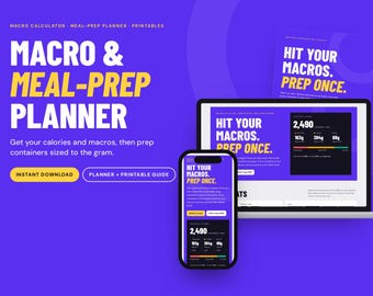 Macro Calculator & Meal Prep Planner, High Protein Tracker (PDF + Web)