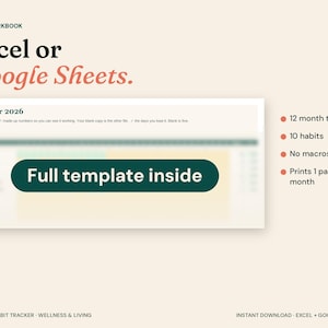 2027 Habit Tracker Spreadsheet, 12-Month Grid, Excel Google Sheets (Digital Download) image 6