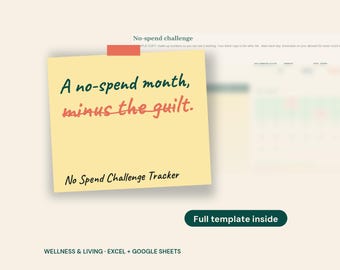 No-Spend Challenge Tracker, 30-Day Savings Spreadsheet (Excel + Google Sheets)