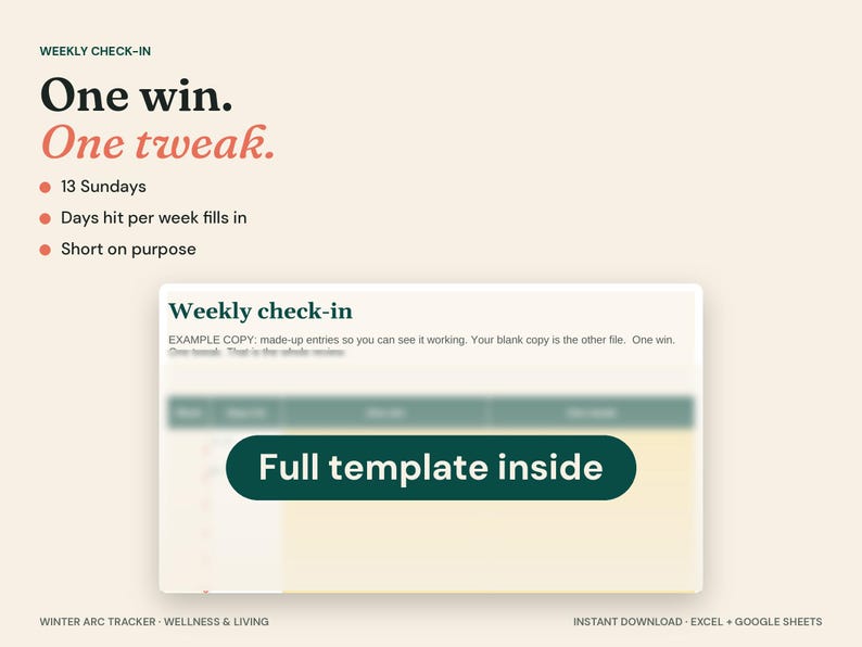 90-Day Winter Arc Tracker, Habit & Workout Planner (Excel + Google Sheets) image 5
