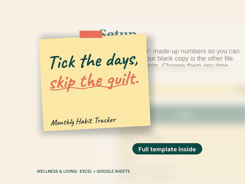 2027 Habit Tracker Spreadsheet, 12-Month Grid, Excel Google Sheets (Digital Download) image 1