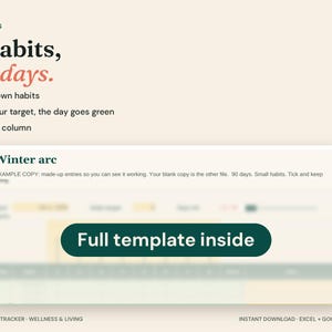 90-Day Winter Arc Tracker, Habit & Workout Planner (Excel + Google Sheets) image 3