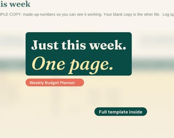 Weekly Budget Planner Spreadsheet, Simple One-Page Spending Tracker (Excel, Google Sheets)