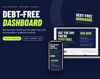 Debt Snowball Avalanche Calculator, Excel Google Sheets Planner (Digital Download)